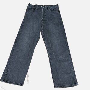 Levi's Ribcage Straight Jeans Womens 31 High Rise Ankle Denim Button Fly Black